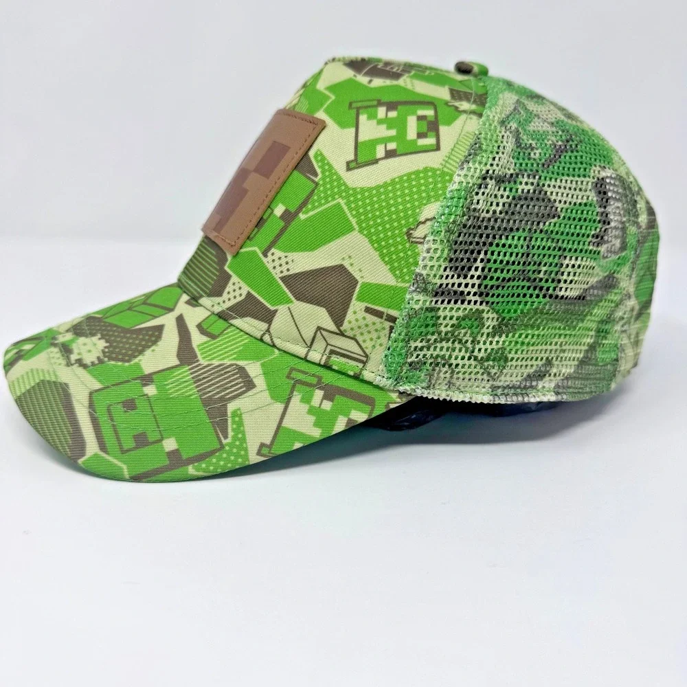 Minecraft Creeper Camo Youth Boys Trucker Hat Snapback Green One Size